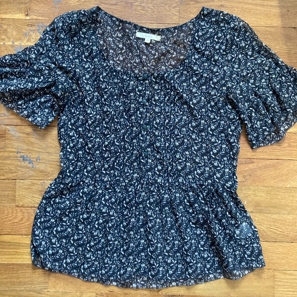 Madewell Top/Blouse Black Floral XS